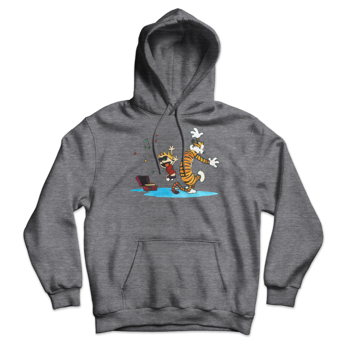 Calvin and Hobbes Dancing with Record Player Unisex Hoodie