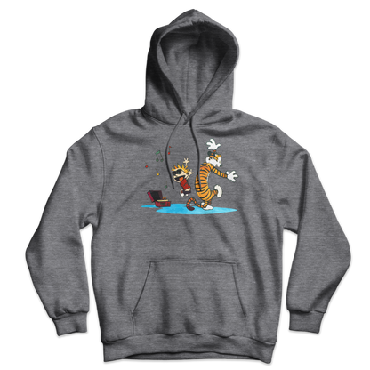 Calvin and Hobbes Dancing with Record Player Unisex Hoodie