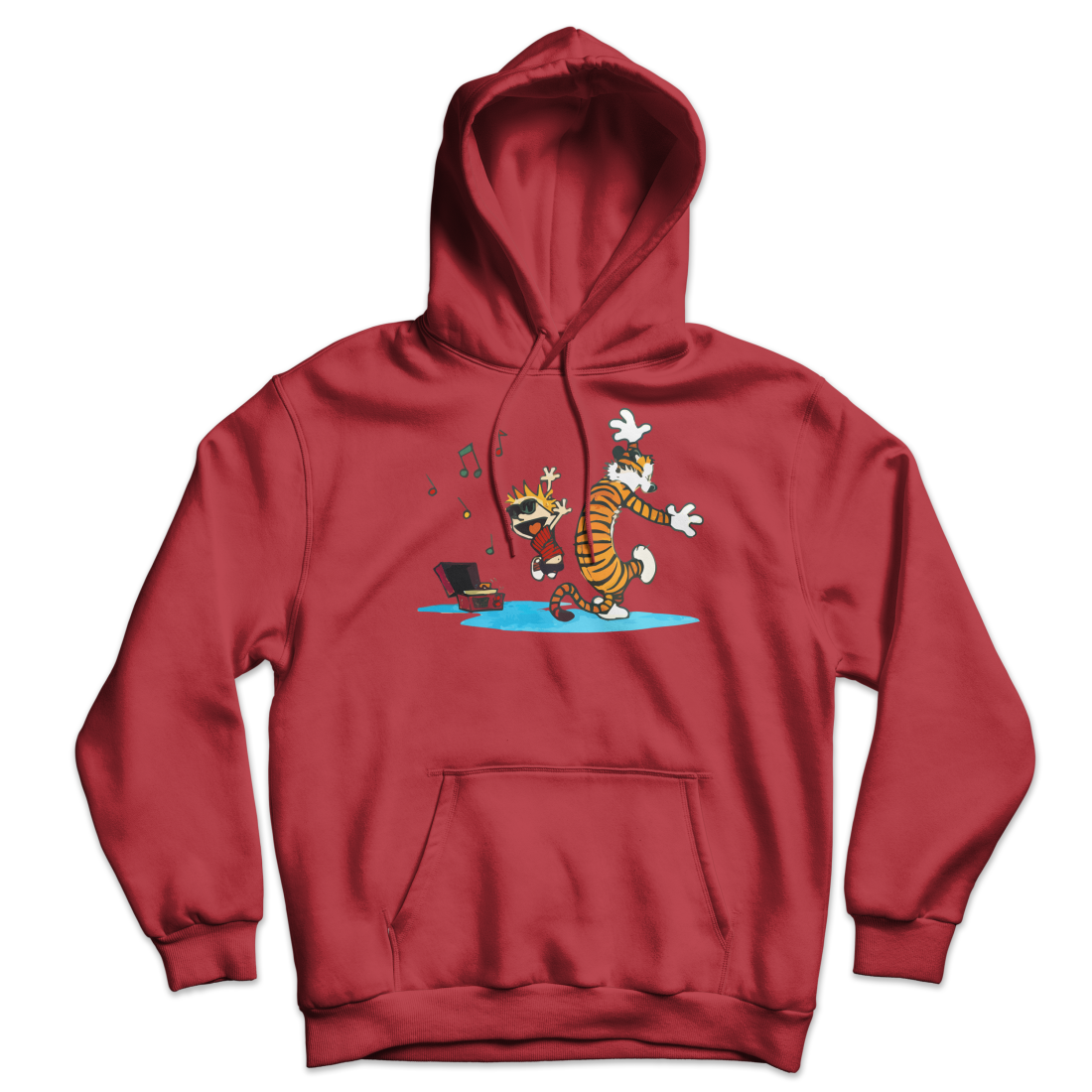 Calvin and Hobbes Dancing with Record Player Unisex Hoodie