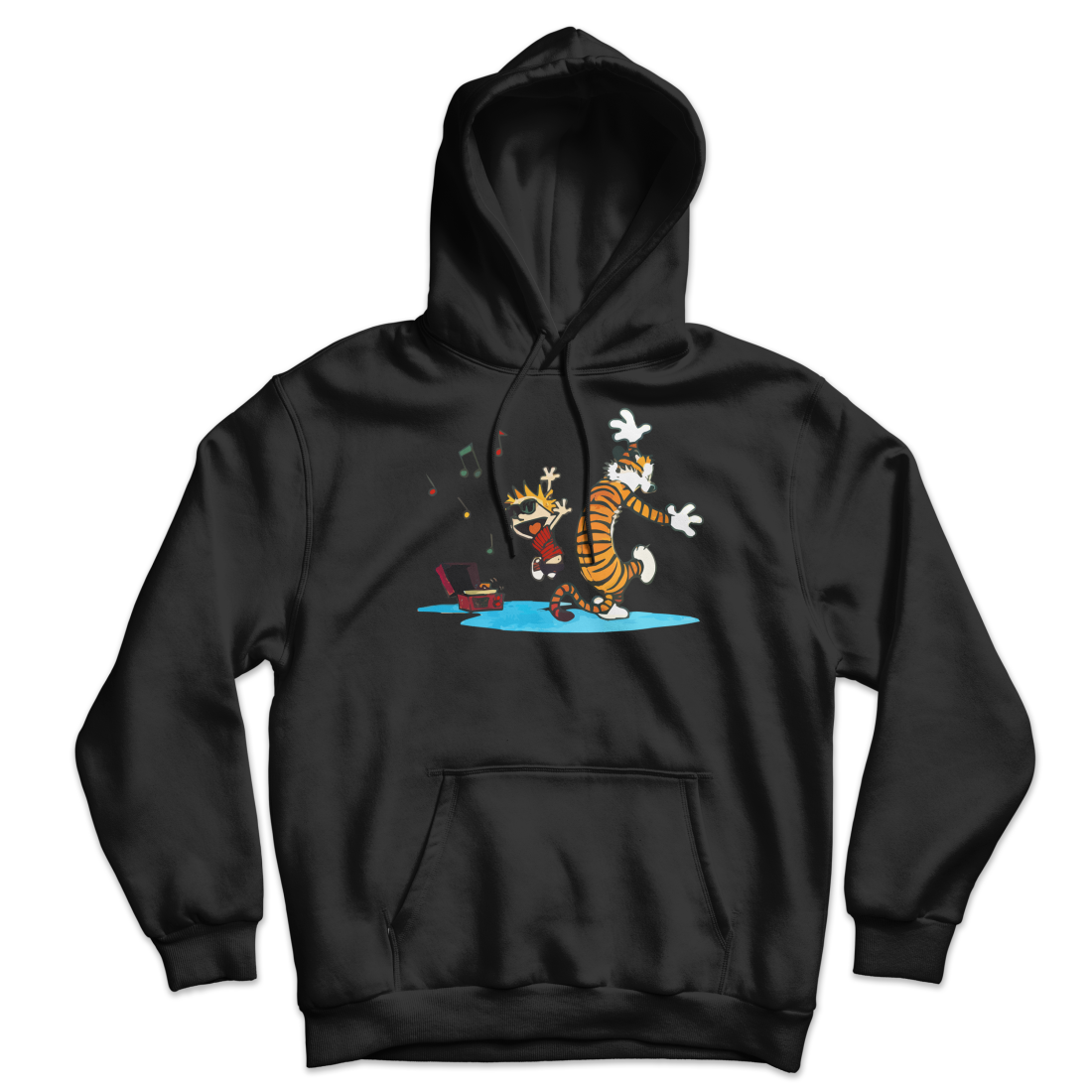 Calvin and Hobbes Dancing with Record Player Unisex Hoodie