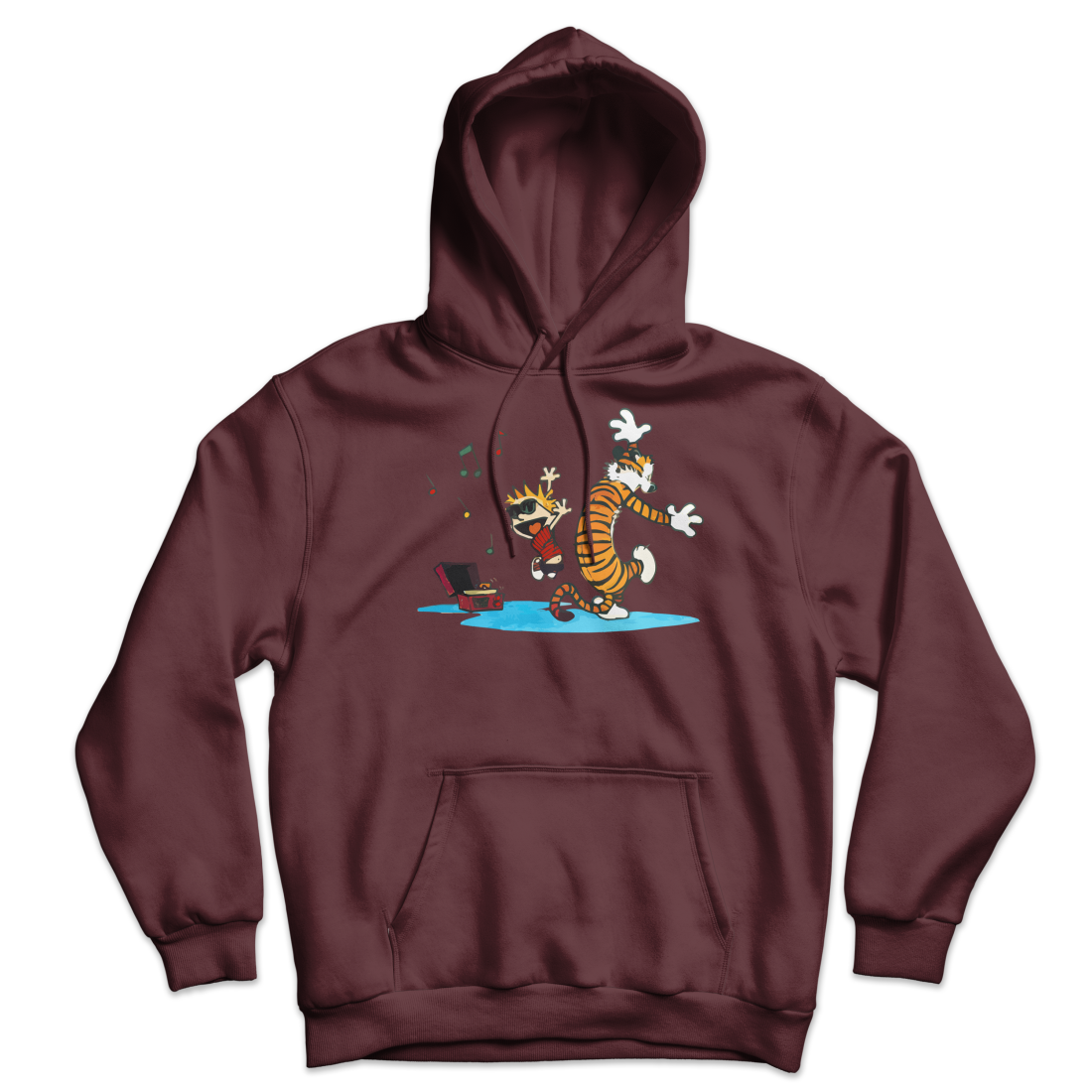 Calvin and Hobbes Dancing with Record Player Unisex Hoodie