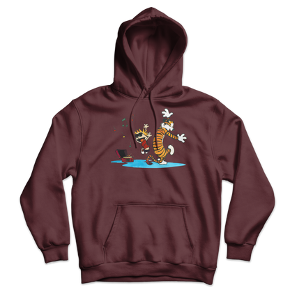 Calvin and Hobbes Dancing with Record Player Unisex Hoodie
