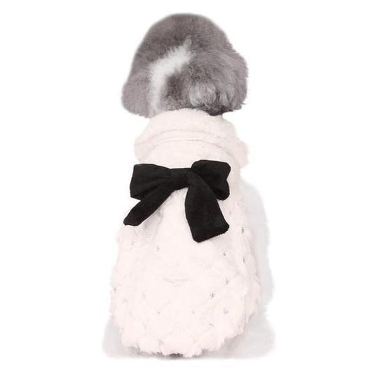Cozy Chic Plush Bow Dog Coat - Stylish Spring And Autumn Pet Attire
