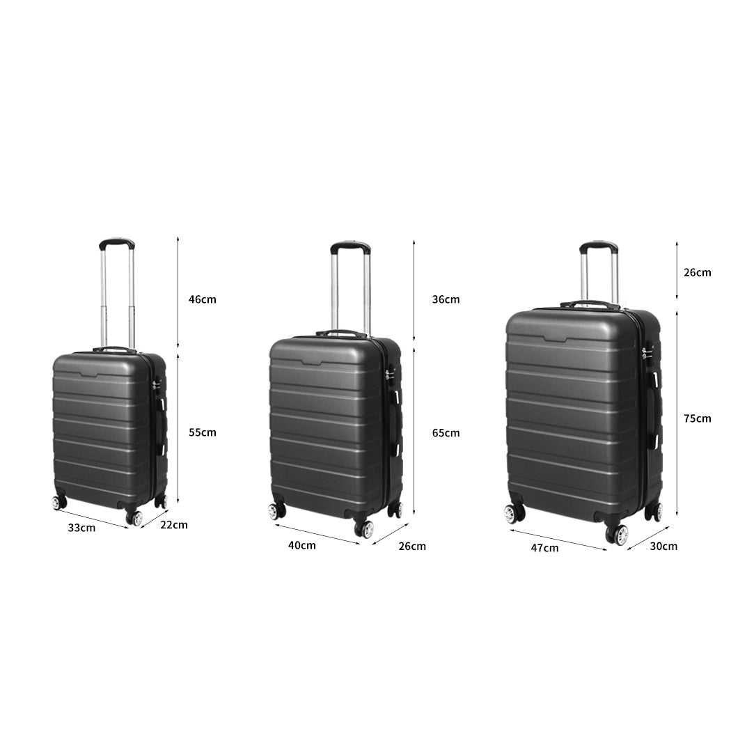 NNEIDS Slimbridge 3PC Luggage sets Suitcase Dark Grey