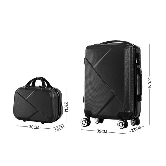 NNEIDS Slimbridge 2pcs 20"Travel Luggage Set Black
