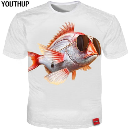 Summer Men T Shirts Glasses Fish 3d print Funny T Shirt Men Casual Cool Tees Plus Size 4XL 3d T shirt Streetwear Vimost Shop