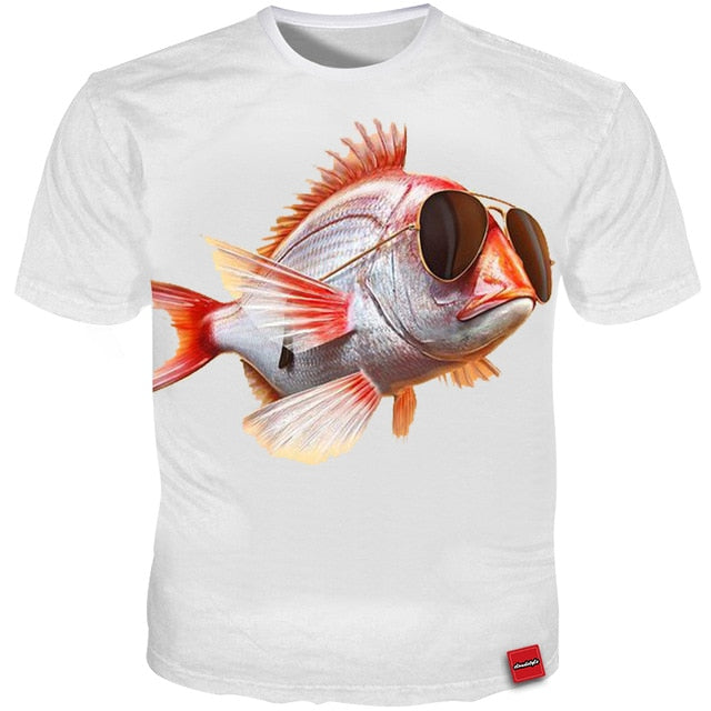 Summer Men T Shirts Glasses Fish 3d print Funny T Shirt Men Casual Cool Tees Plus Size 4XL 3d T shirt Streetwear Vimost Shop